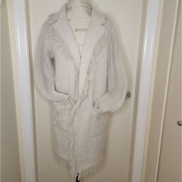 fringe knit blanket cardigan coat - Picture 1 of 11